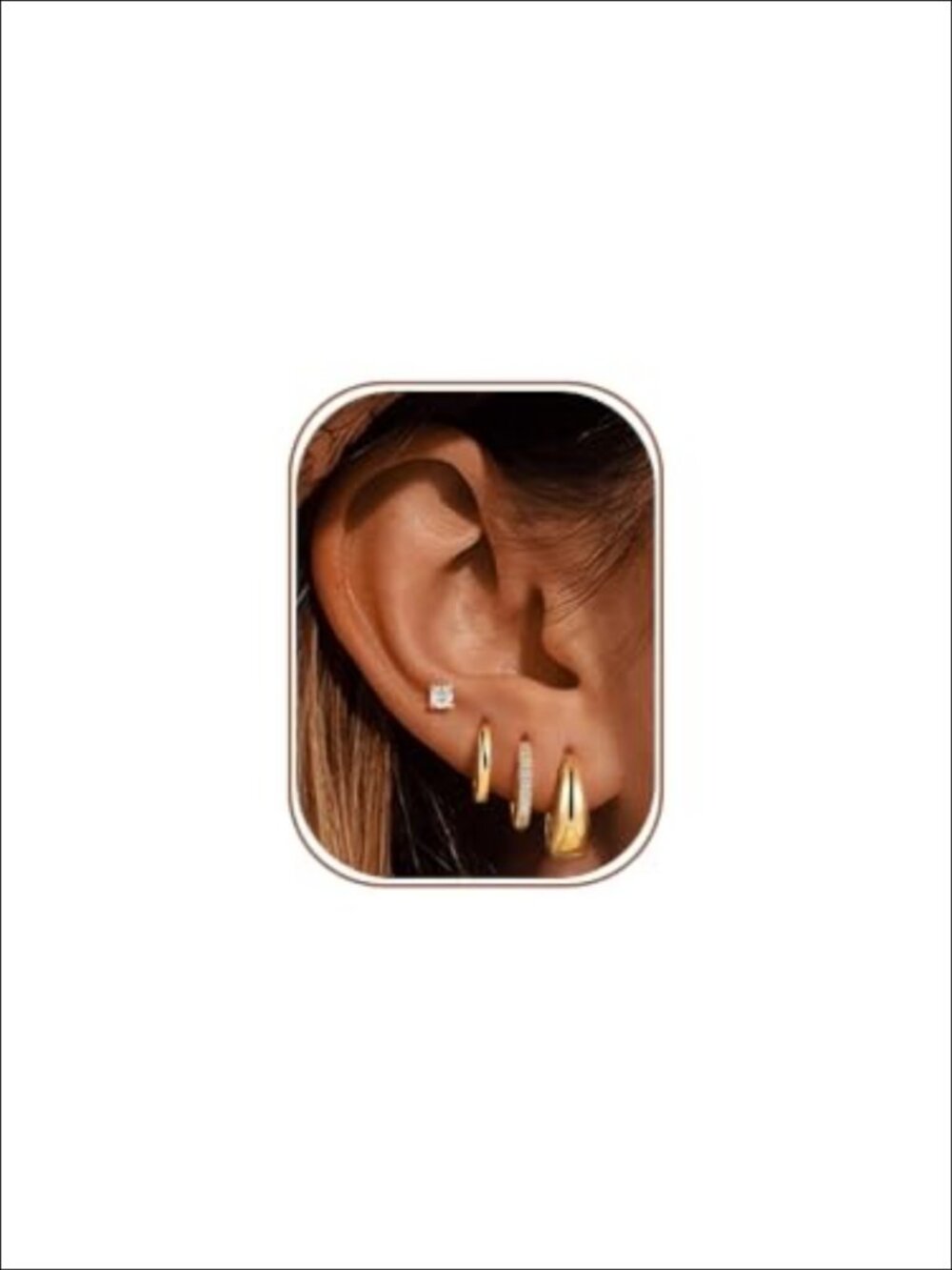 Hypoallergenic 14K Gold Plated Hoop Earrings Set for Women